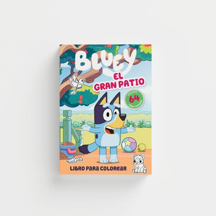 Portada Bluey: el gran patio. Libro para colorear